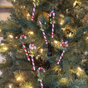 Vintage 1975 Festive Candy Cane Christmas Tree Ornaments